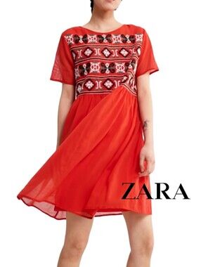 Zara Embroidered Mesh with Slip Dress Mini